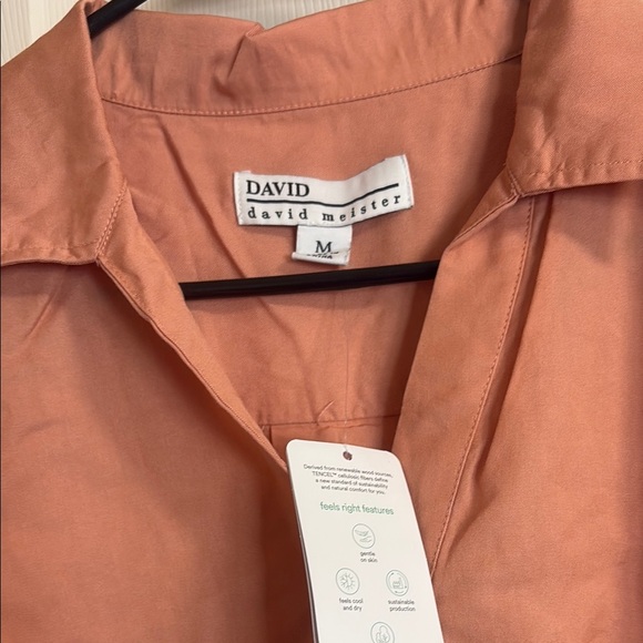 David Meister Orange 3/4 Sleeve Tie Front Button Down - Picture 3 of 5